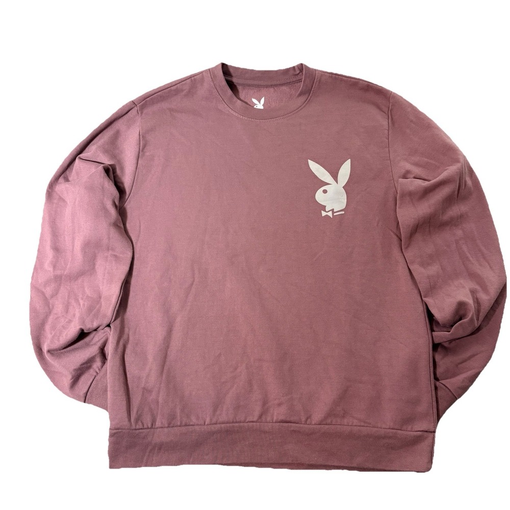 Mens Playboy Sweatshirt Medium Purple Pink Graphic Crewneck Streetwear Pullover